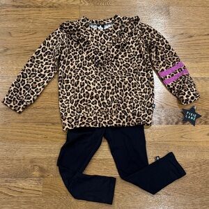 Pixielane Leopard Print Kids Matching Set 3T NWT